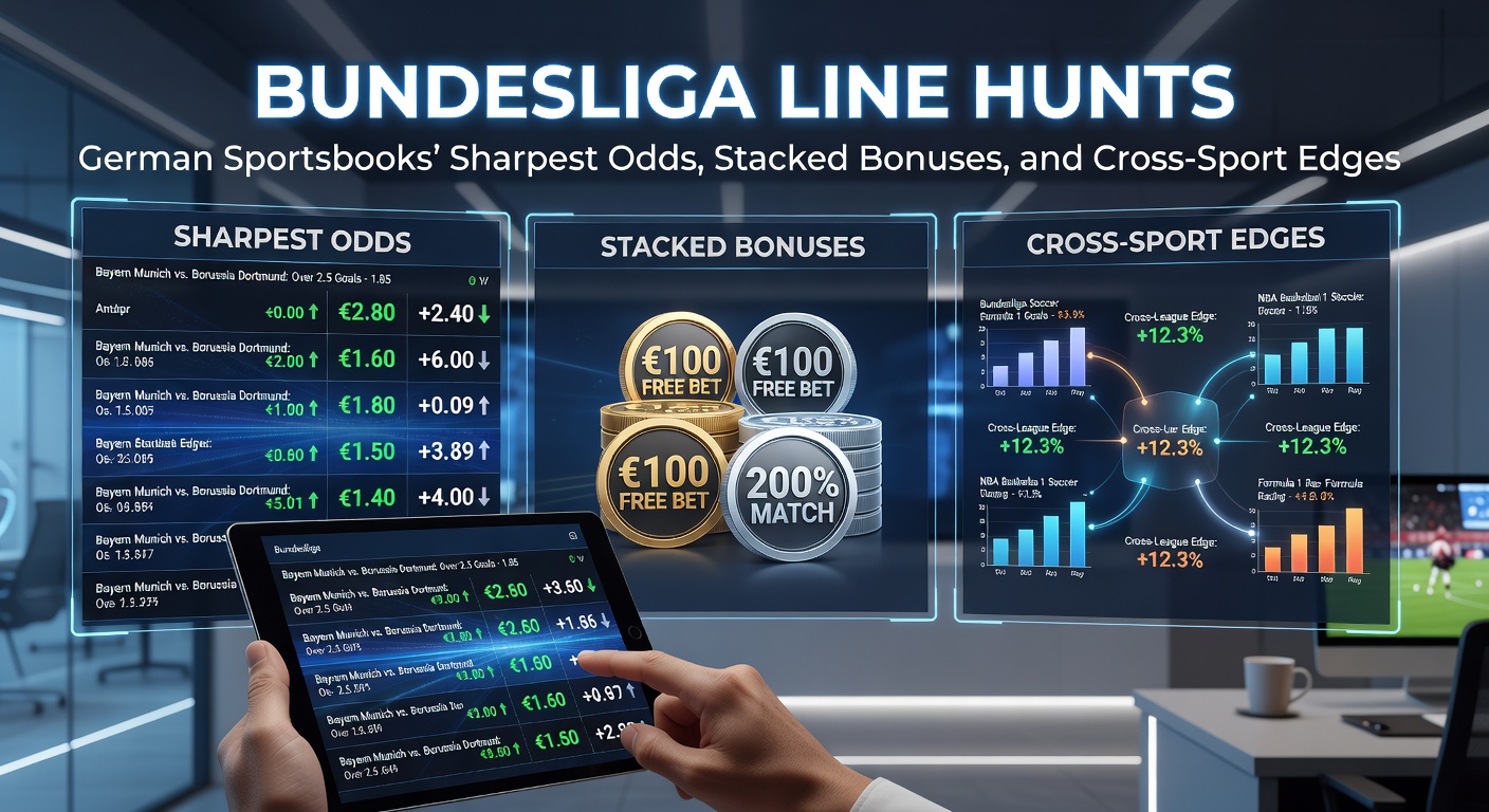 Bundesliga-Stadion bei einem spannenden Spiel mit Fans, die jubeln, während Quoten auf einem Bildschirm im Hintergrund leuchten