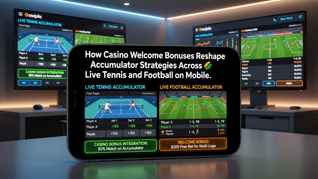 Nutzer analysiert Live-Statistiken und Bonusbedingungen auf einem Smartphone während einer Fußball- und Tennis-Session