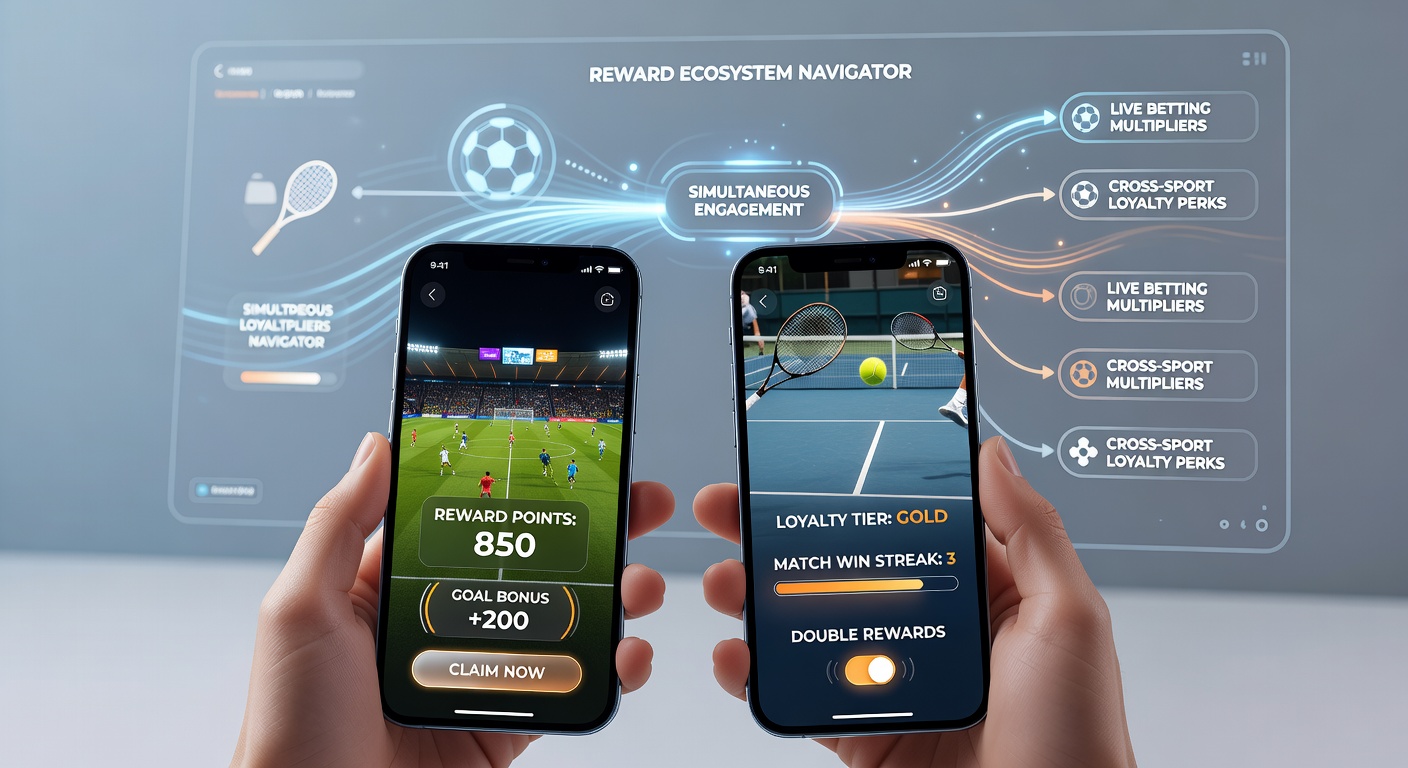Smartphone-Display zeigt integrierte Belohnungsübersicht für Fußball- und Tennis-Wetten in einer mobilen App