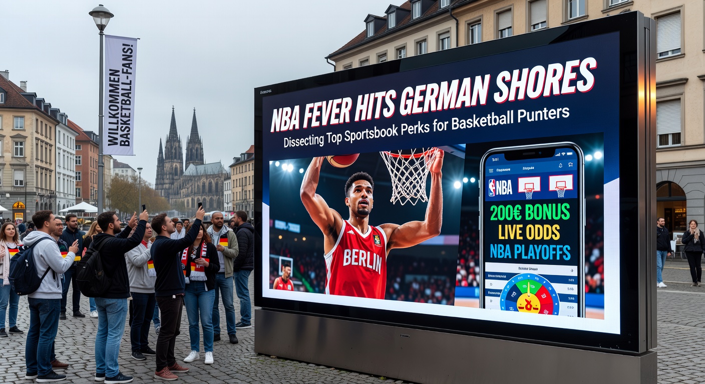 NBA-Spieler in Action während eines intensiven Spiels, mit deutschen Fans im Publikum